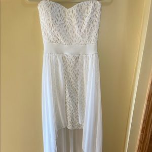 High Low White & Gold Shimmer Dress by Janice